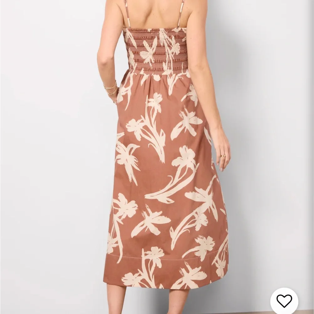 Like new Evereve Cecilia Brown and Cream Floral Midi Dress - Picture 3 of 8